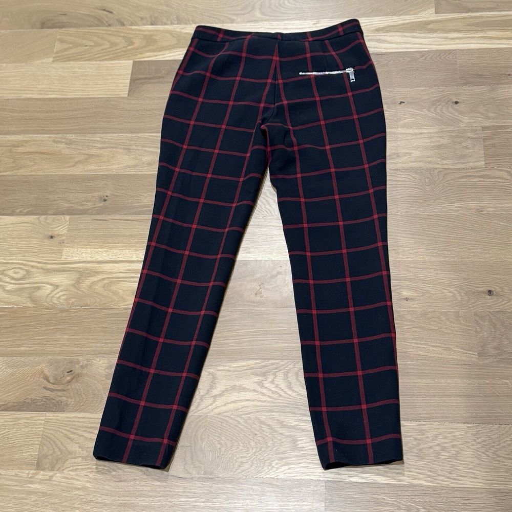 ZARA Checkered Plaid Ankle Dress Pants‎ Trousers-Medium-Blue/Red - Picture 8 of 9
